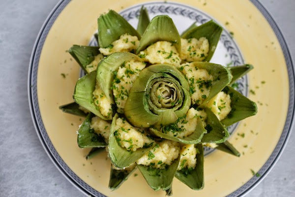 polenta stuffed artichokes