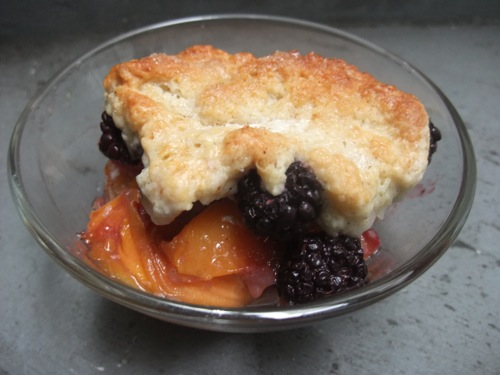 Peach Blackberry Cardamom Cobbler