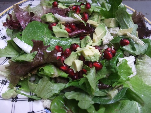 Avocado Pomegranate Salad with Miso Dressing