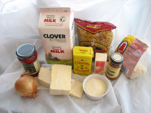 ingredients for Macaroni & Cheese with Spanish Peppers