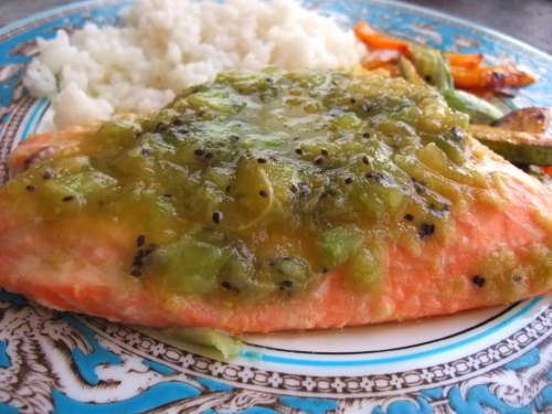 Salmon with Kiwi Sauce