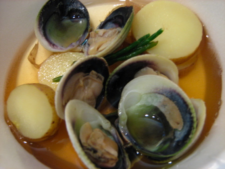 Cockles with Fingerling Potatoes, Scallions and Dashi